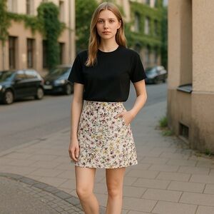 White Floral Light Mini Wrap Skirt